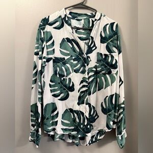 Tropical Leaf Print Swim Coverup Resort Wear Set Perfect for Spring Break